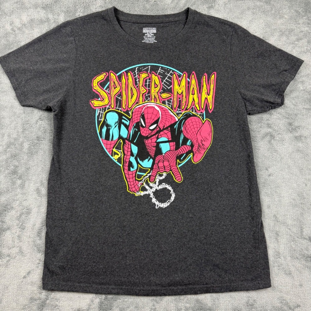 Marvel 60th Beyond Amazing Spider-Man Graphic T-Shirt Charcoal Gray Neon Large